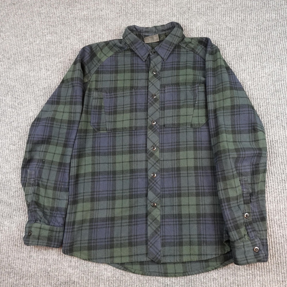 Triple Aught Design Shirt Mens Large Green Plaid Flannel Long Sleeve Button Up